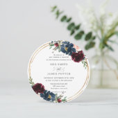 Invitation Chic Burgundy Navy Blue Blush FlorMariage (Debout devant)