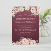 Invitation Chic Burgundy Rouge Aquarelle Wedding shower Flora (Debout devant)