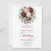 Invitation Chic Burgundy White Floral Garden Wedding Invite (Devant)