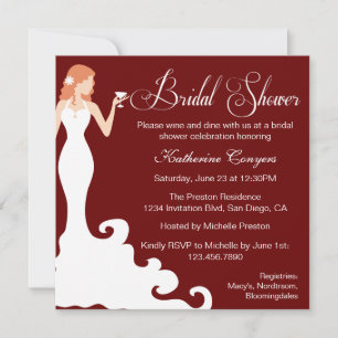 Invitation Chic Burgundy Wine Bridal Shower