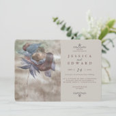 Invitation Chic Burnt Ombre Aquarelle Florale Mariage Photo (Debout devant)