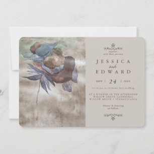 Invitation Chic Burnt Ombre Aquarelle Florale Mariage Photo