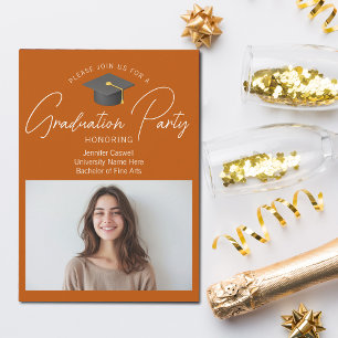 Invitation Chic Burnt Orange Graduate Photo Party