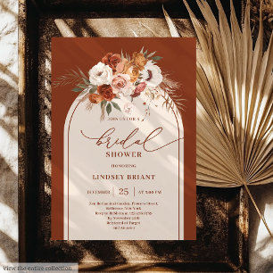 Invitation Chic Burnt Orange Pampas Grass Boho Fête des marié