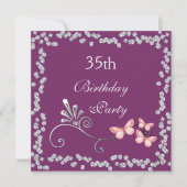 Invitation Chic Butterflies & Diamonds 35e anniversaire (Devant)