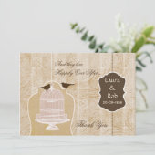 Invitation Chic cage d'oiseau brun, Merci inséparable (Debout devant)