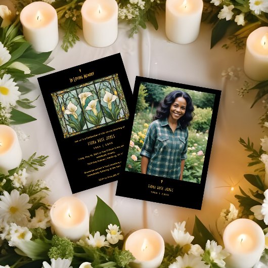 Invitation Chic Callas White Bouquet Stained Glass Photo