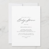 Invitation Chic Calligraphie Baby shower argent (Devant)
