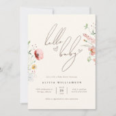 Invitation Chic Calligraphie Boho Fleur sauvage Baby shower f (Devant)