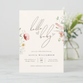 Invitation Chic Calligraphie Boho Fleur sauvage Baby shower f (Debout devant)