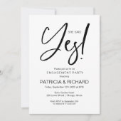 Invitation Chic Calligraphie Elle A Dit Oui Engagement (Devant)