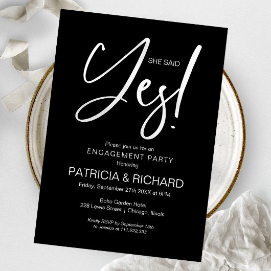 Invitation Chic Calligraphie Elle A Dit Oui Engagement