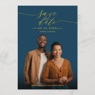 Invitation Chic Calligraphie Mariage Enregistrer La Date Phot