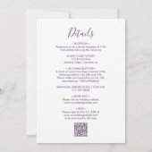 Invitation Chic Calligraphie Monogramme violet QR Code Mariag (Dos)