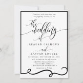 Invitation Chic Calligraphie noir et blanc Mariage (Devant)