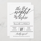 Invitation Chic calligraphie ornement floral la veille (Devant / Derrière)