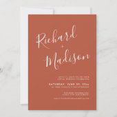 Invitation Chic Calligraphie Terracotta Photo Mariage virtuel (Devant)