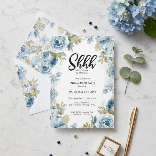 Invitation Chic Calligraphy Surprise Engagement Party