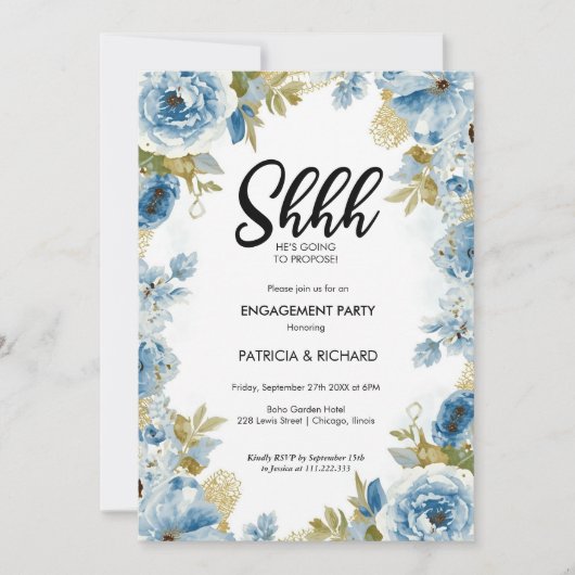 Invitation Chic Calligraphy Surprise Engagement Party (Devant)