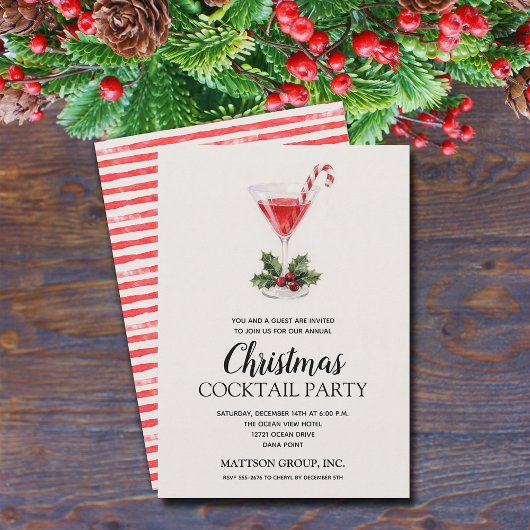 Invitation Chic Candy Cane Martini Christmas Cocktail Party