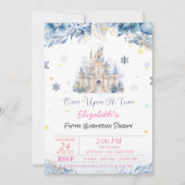 Invitation Chic Castle Blue Flowers Princess Fairytale (Devant)