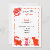 Invitation Chic Cat Kids Birthday Party (Devant)