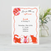 Invitation Chic Cat Kids Birthday Party (Debout devant)