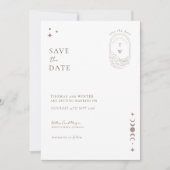 Invitation Chic Céleste Lune Étoiles Monogramme Enregistrer L (Devant)