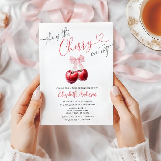 Invitation Chic cerise sur le Baby shower Coquette