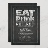 Invitation Chic Chalkboard Funny Retirement Party (Devant / Derrière)