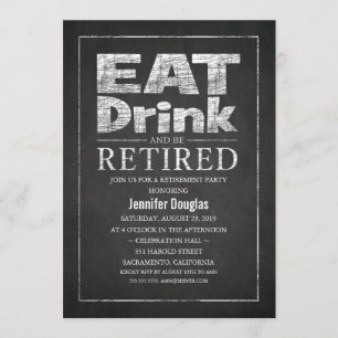 Invitation Chic Chalkboard Funny Retirement Party