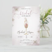 Invitation Chic Champagne Glass Snowflakes Déjeuner nuptial (Debout devant)