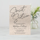 Invitation Chic Champagne Pailleté Sweet 16 (Debout devant)