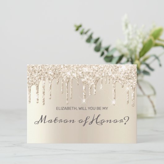 Invitation Chic Champagne Parties scintillant de goutte d'hon (Debout devant)