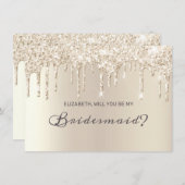 Invitation Chic Champagne Parties scintillant de goutte Éléga (Devant / Derrière)