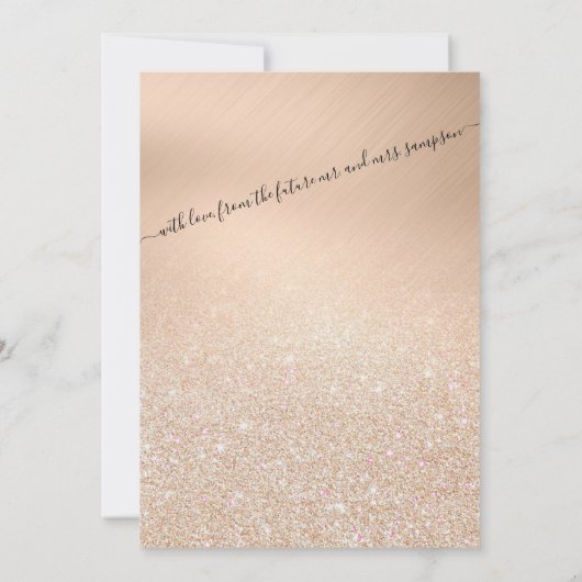 Invitation Chic Champagne Parties scintillant or Mariage méta (Dos)