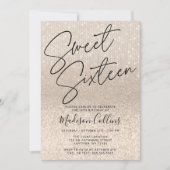 Invitation Chic Champagne Parties scintillant Sweet 16 (Devant)
