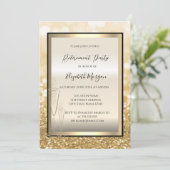 Invitation Chic Champagne Verre Gold Bokeh Retraite (Debout devant)