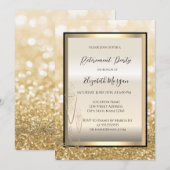 Invitation Chic Champagne Verre Gold Bokeh Retraite (Devant / Derrière)