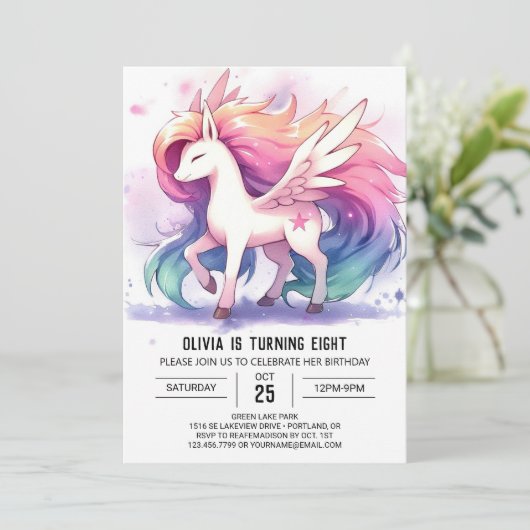 Invitation Chic Cheval Editable Anniversaire (Debout devant)