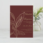 Invitation Chic chic parties scintillant bordeaux or mariage (Debout devant)