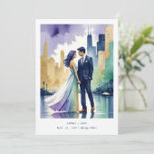 Invitation Chic Chicago Iconic Building Colorful Cityscape (Debout devant)