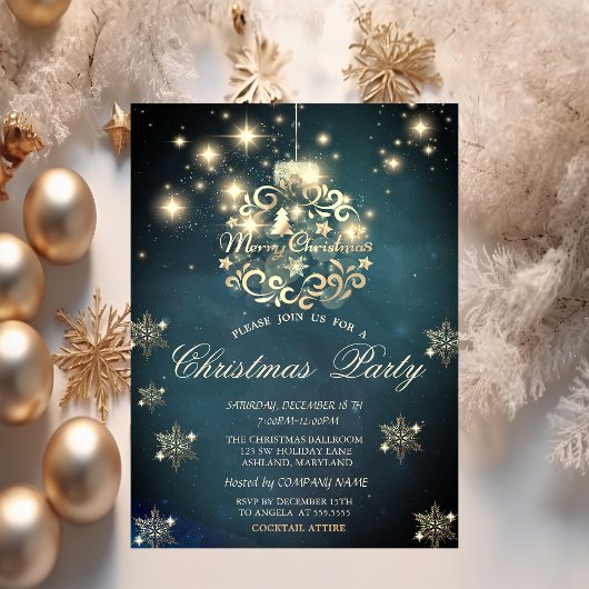 Invitation Chic Christmas Ball, Snowflakes Company Party