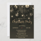 Invitation Chic Christmas Balls Black Christmas Company Party (Devant)
