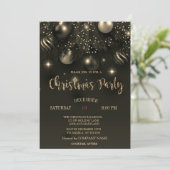 Invitation Chic Christmas Balls Black Christmas Company Party (Debout devant)