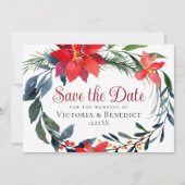 Invitation Chic Christmas Poinsettia Wreath Website QR Code (Devant)