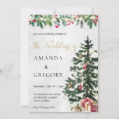 Invitation Chic Christmas Tree Lumières photo mariage (Devant)