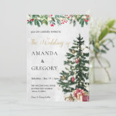 Invitation Chic Christmas Tree Lumières photo mariage (Debout devant)