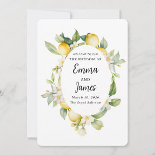 Invitation chic citron printemps floral Wreath minimaliste