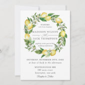 Invitation Chic Citron vert Mariage de couronnes florales (Devant)